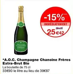 Monop' Chanoine Frères Champagne Extra-Brut Bio offre