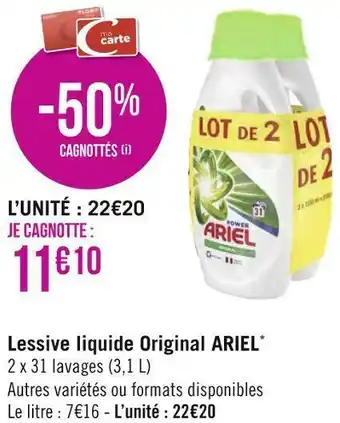Géant Casino Ariel lessive liquide original* offre