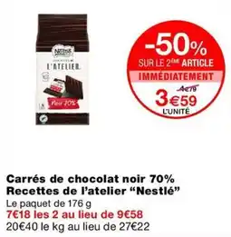 Monop' Nestlé Carrés de chocolat noir 70% offre