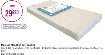 Géant Casino Roudoudou matelas climatisé anti acarien offre