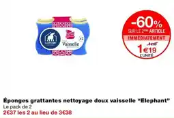 Monop' Elephant Éponges grattantes nettoyage doux vaisselle offre