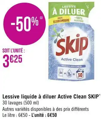 Géant Casino Skip lessive liquide à diluer active clean* offre