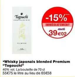 Monop' Togouchi Whisky japonais blended Premium offre