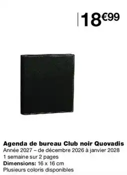 Monop' Quovadis Agenda de bureau Club noir offre