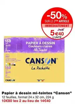 Monop' Canson Papier à dessin mi-teintes offre