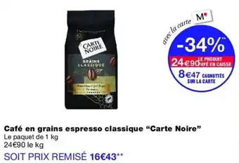 Monop' Carte Noire Café en grains espresso classique offre