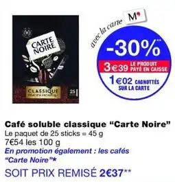 Monop' Carte Noire Café soluble classique offre