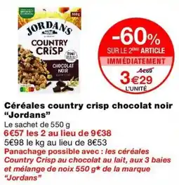 Monop' Jordans Céréales country crisp chocolat noir offre