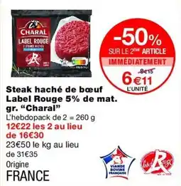 Monop' Charal Steak haché de bœuf offre