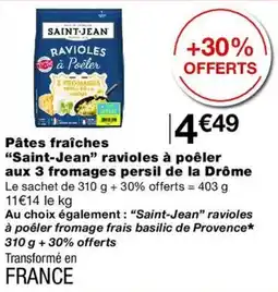 Monop' Saint-Jean ravioles à poêler offre