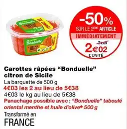 Monop' Bonduelle Carottes râpées offre
