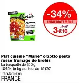 Monop' Marie orzotto pesto rosso fromage de brebis offre
