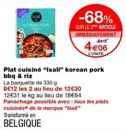Monop' Isali Plat cuisiné korean pork bbq & riz offre