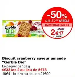Monop' Gerblé Bio Biscuit cranberry saveur amande offre