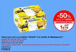 Monop' Yaourt pot verre La Laitière Nestlé à la vanille de Madagascar offre