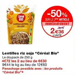 Monop' Céréal Bio Lentilles riz soja offre
