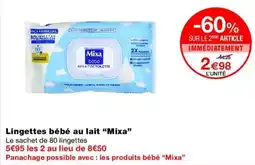 Monop' Mixa Lingettes bébé au lait offre
