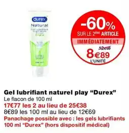 Monop' Durex Gel lubrifiant naturel play offre