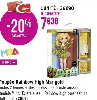 Géant Casino poupée rainbow high marigold offre