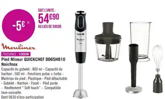 Géant Casino Moulinex pied mixeur quickchef dd65h810 noir/inox offre
