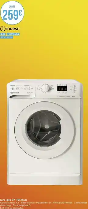 Géant Casino Indesit lave-linge my time blanc offre