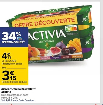 Carrefour Activia activia "offre découverte" offre