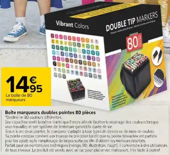 Carrefour Boîte marqueurs doubles pointes 80 pièces offre