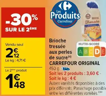 Carrefour Carrefour brioche tressée aux perles de sucre offre