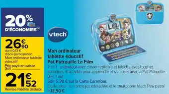 Carrefour Pat patrouille mon ordinateur tablette éducatif pat le film offre
