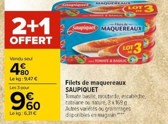 Carrefour Saupiquet filets de maquereaux offre