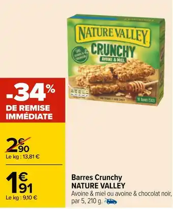 Carrefour Nature valley barres crunchy offre