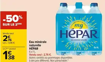 Carrefour Hépar eau minérale naturelle offre