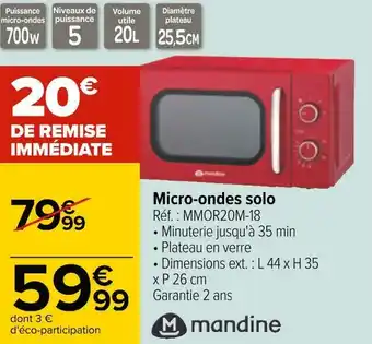 Carrefour Mandine micro-ondes solo offre