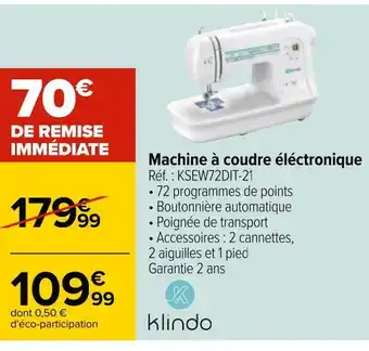 Carrefour Klindo machine à coudre éléctronique offre