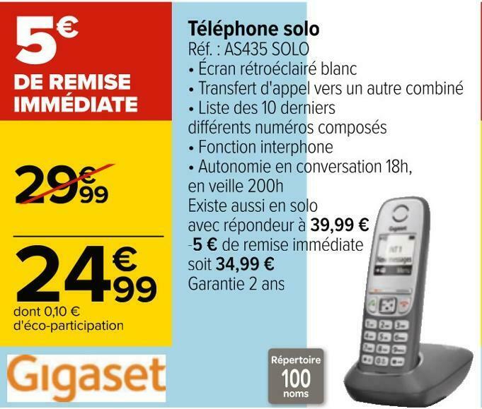 Promo Gigaset téléphone solo chez Carrefour