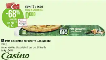 Géant Casino Casino pâte feuilletée pur beurre bio offre