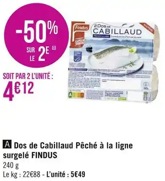Géant Casino Findus dos de cabillaud pêché à la ligne surgelé offre