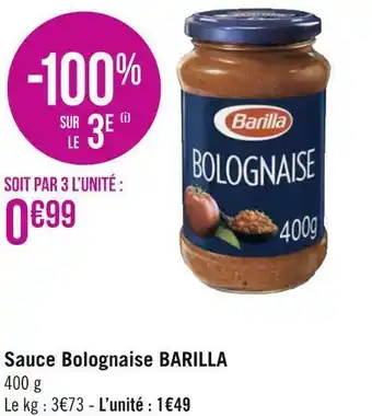 Géant Casino Barilla sauce bolognaise offre