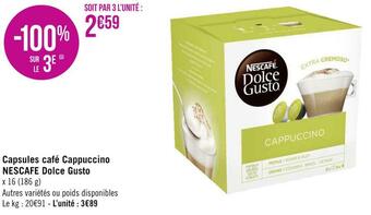 Géant Casino Nescafe capsules café cappuccino dolce gusto offre