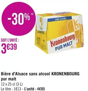 Géant Casino Kronenbourg bière d’alsace sans alcool pur malt offre
