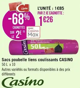 Géant Casino Casino sacs poubelle liens coulissants offre