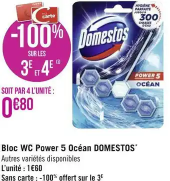 Géant Casino Domestos bloc wc power 5 océan* offre