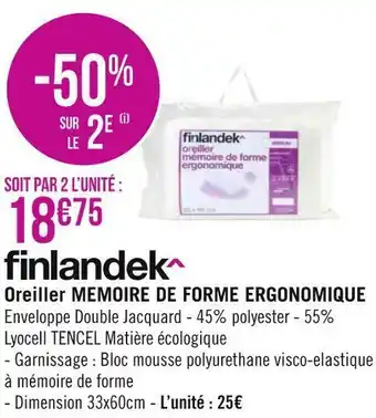 Géant Casino Finlandek oreiller memoire de forme ergonomique offre