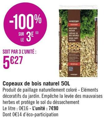 Géant Casino Agrofino copeaux de bois naturel 50l offre