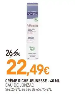 naturéO Eau thermale jonzac crème riche jeunesse offre