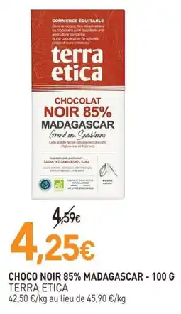 naturéO terra etica CHOCOLAT NOIR 85% MADAGASCAR offre