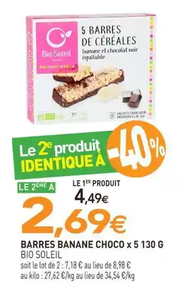 naturéO Bio Soleil BARRES BANANE CHOCO offre
