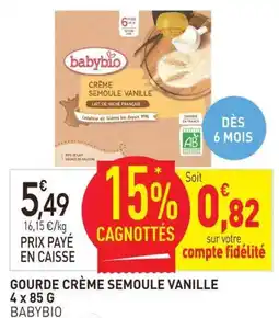 naturéO BABYBIO GOURDE CRÈME SEMOULE VANILLE offre