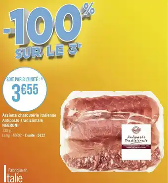 Géant Casino Negroni assiette charcuterie italienne antipasto tradizionale offre