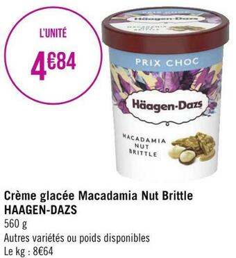 Géant Casino Haagen-dazs crème glacée macadamia nut brittle offre